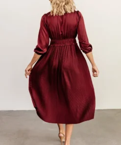 POL Dresses Gabriella Satin Midi Dress | Merlot 10 POL Dresses Gabriella Satin Midi Dress | Merlot