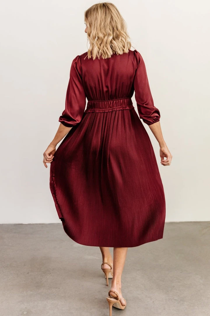 POL Dresses Gabriella Satin Midi Dress | Merlot 5 POL Dresses Gabriella Satin Midi Dress | Merlot