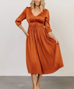 POL Gabriella Satin Midi Dress | Spice Dresses