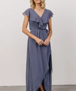 Soi Gaia Tulip Wrap Dress | Slate Blue