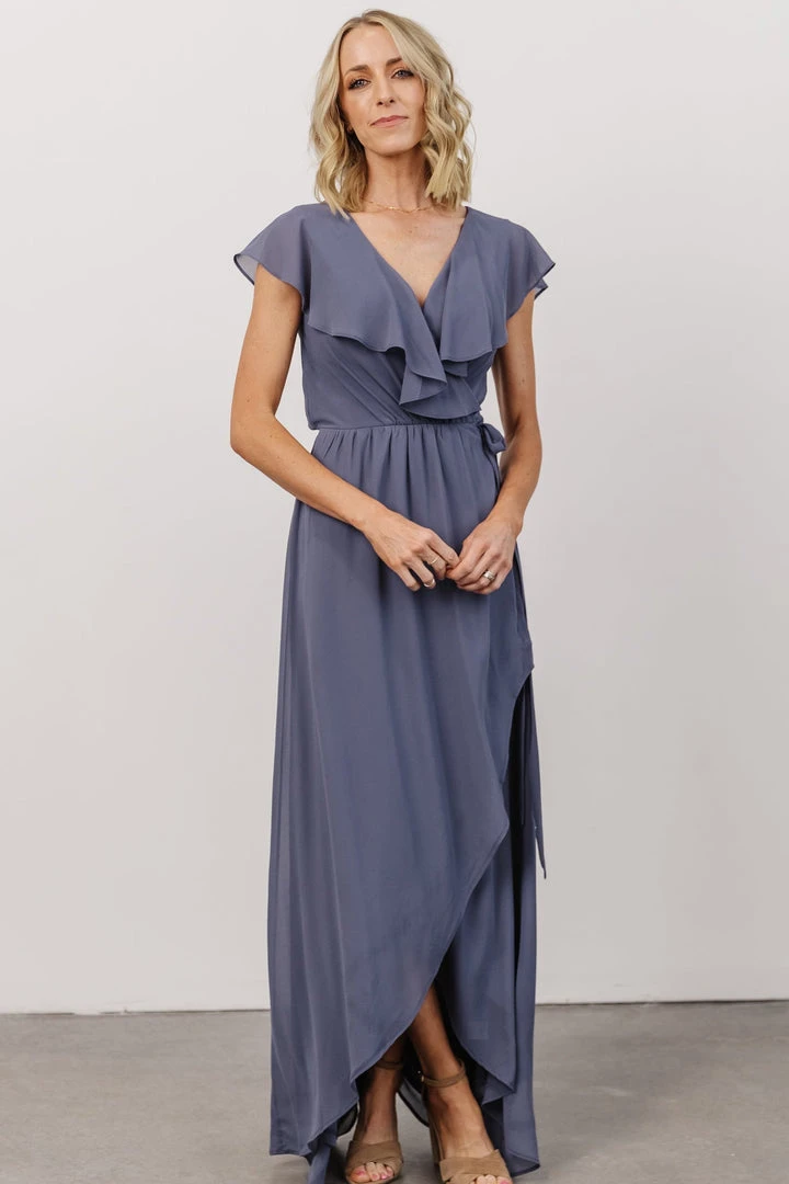 Soi Gaia Tulip Wrap Dress | Slate Blue 1 Soi Gaia Tulip Wrap Dress | Slate Blue