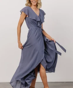 Soi Gaia Tulip Wrap Dress | Slate Blue