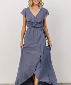 Soi Gaia Tulip Wrap Dress | Slate Blue 16 Soi Gaia Tulip Wrap Dress | Slate Blue