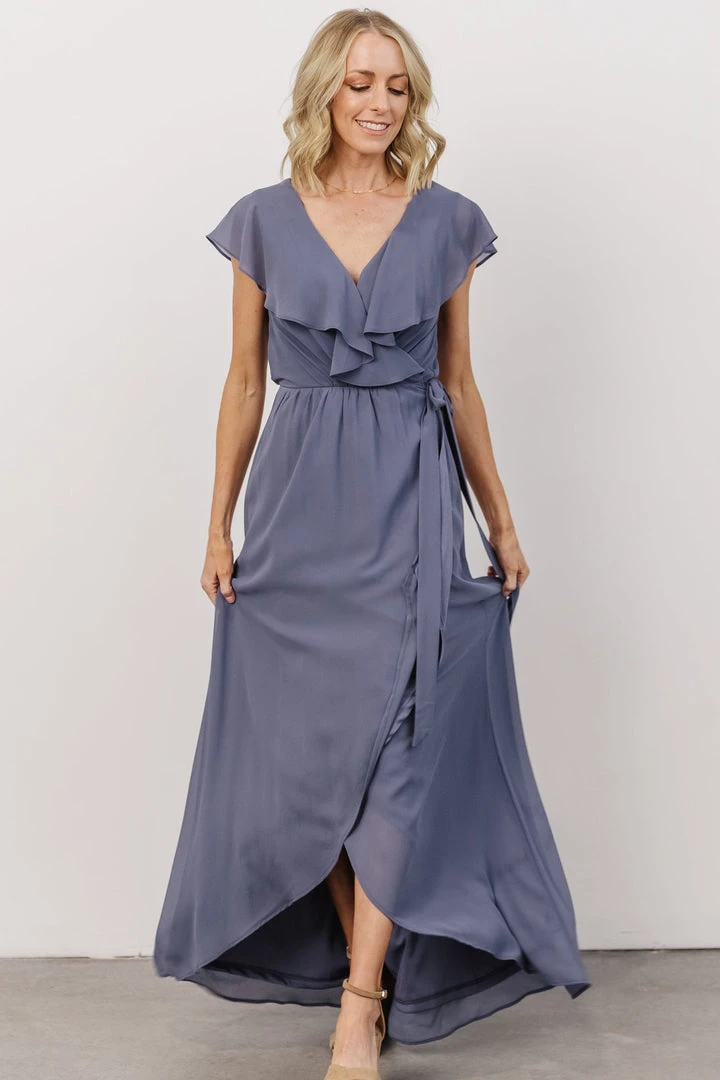 Soi Gaia Tulip Wrap Dress | Slate Blue 8 Soi Gaia Tulip Wrap Dress | Slate Blue