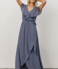 Soi Gaia Tulip Wrap Dress | Slate Blue 14 Soi Gaia Tulip Wrap Dress | Slate Blue