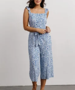 SL Gemma Jumpsuit | Blue + White Floral