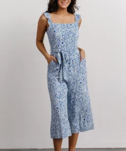 SL Gemma Jumpsuit | Blue + White Floral
