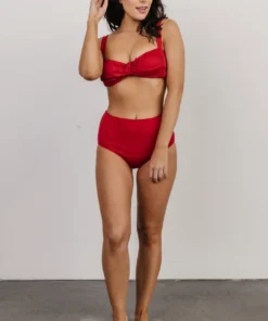 BJB Glamour High Waisted Bikini Bottom | Red