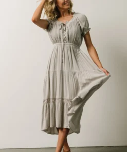 IL Greer Pintucked Midi Dress | Slate Gray Dresses