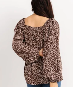 HAY Greta Long Sleeve Peasant Top | Brown Floral 8 HAY Greta Long Sleeve Peasant Top | Brown Floral