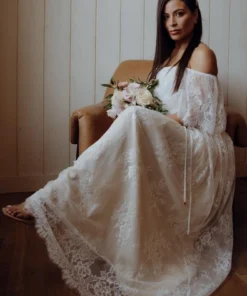 BB Custom Guinevere Lace Maxi Dress | Off White Dresses