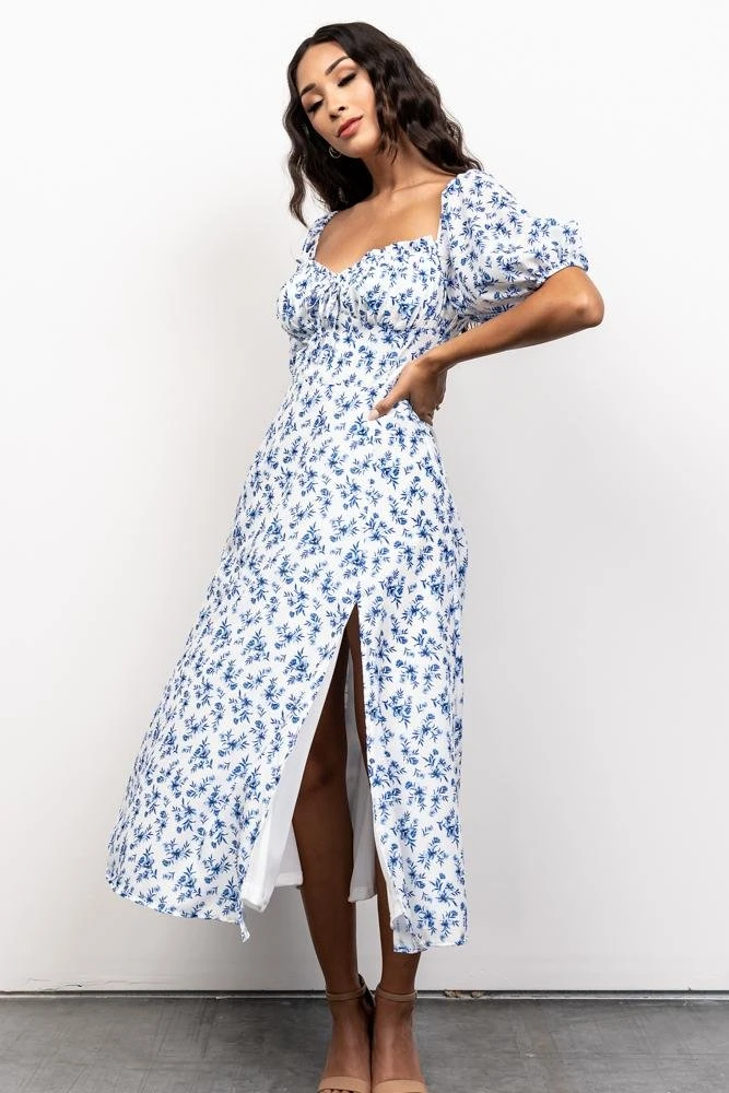 FT Gwen Smocked Midi Dress | Blue Floral Dresses 2 FT Gwen Smocked Midi Dress | Blue Floral Dresses