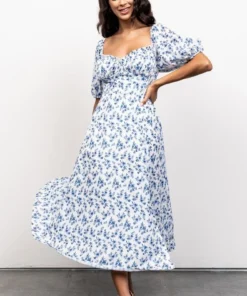 FT Gwen Smocked Midi Dress | Blue Floral Dresses