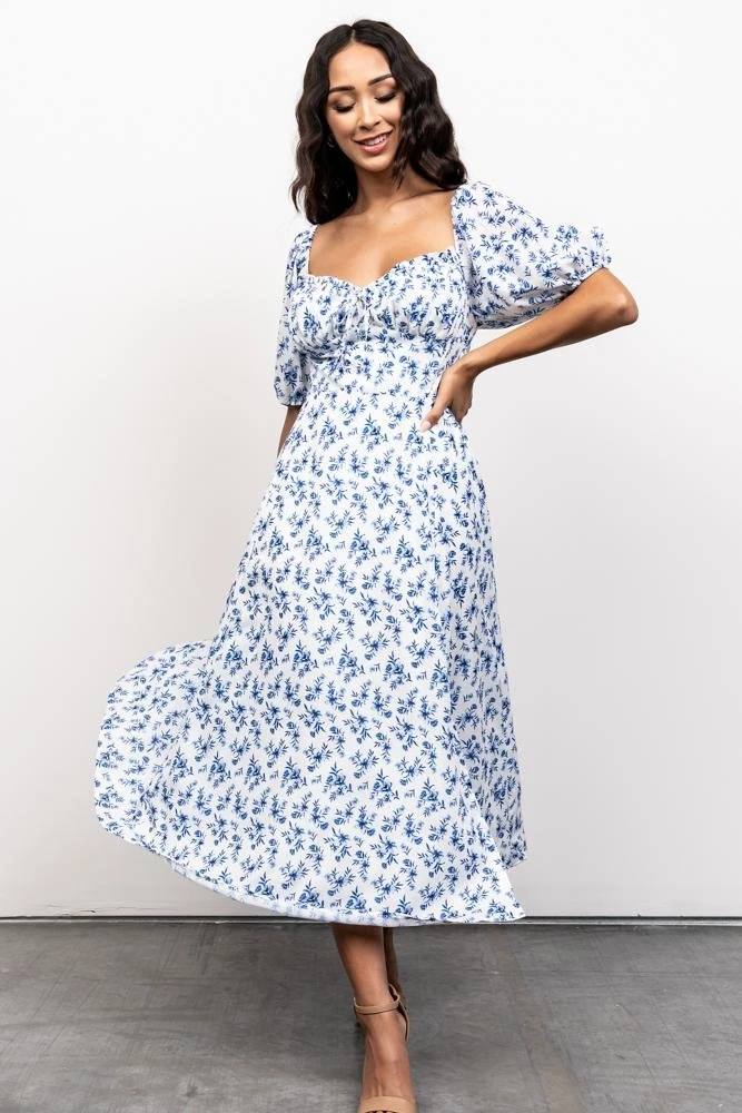 FT Gwen Smocked Midi Dress | Blue Floral Dresses 1 FT Gwen Smocked Midi Dress | Blue Floral Dresses