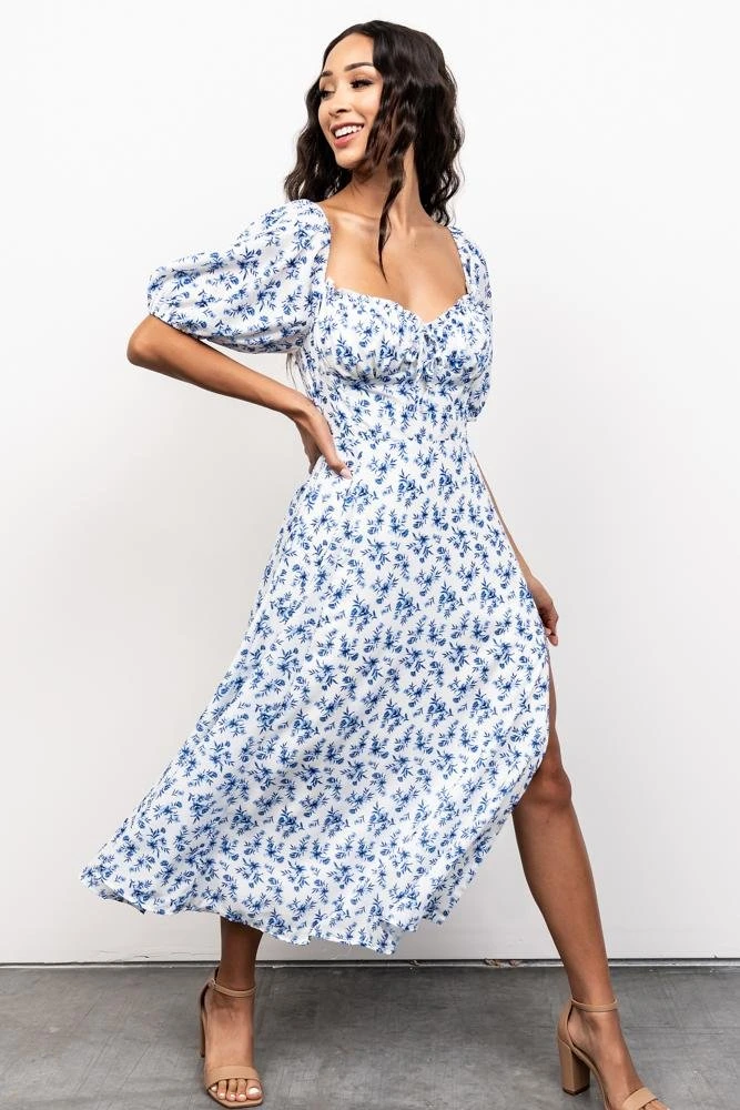FT Gwen Smocked Midi Dress | Blue Floral Dresses 3 FT Gwen Smocked Midi Dress | Blue Floral Dresses