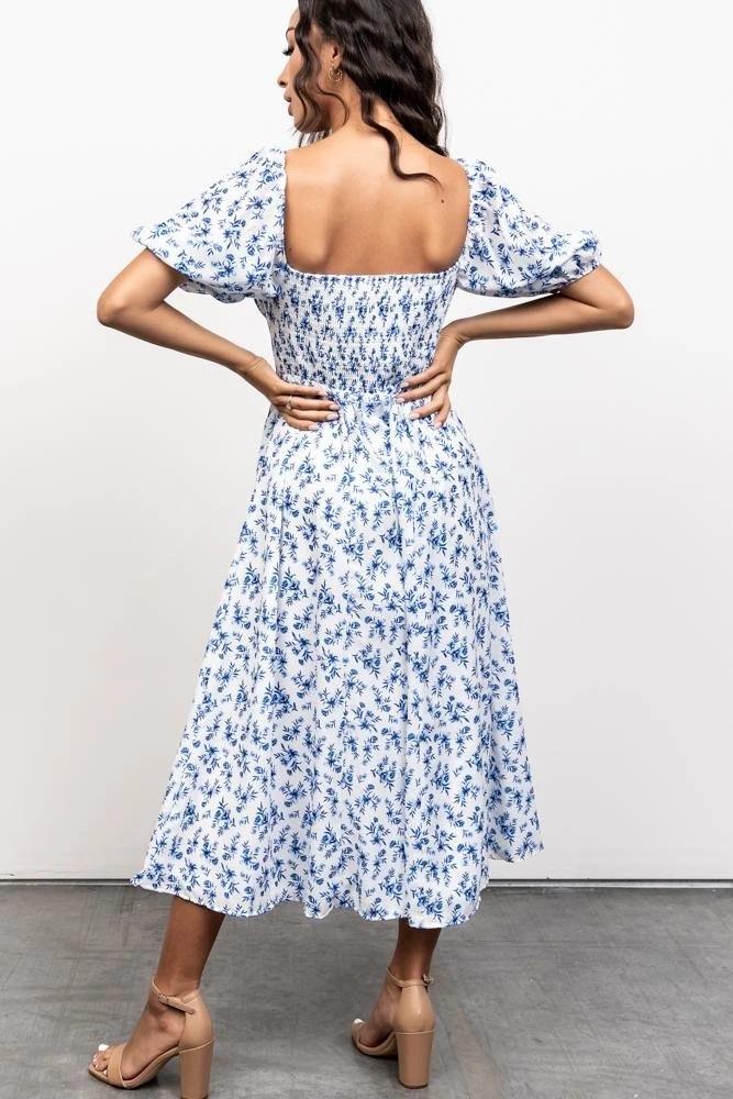 FT Gwen Smocked Midi Dress | Blue Floral Dresses 5 FT Gwen Smocked Midi Dress | Blue Floral Dresses