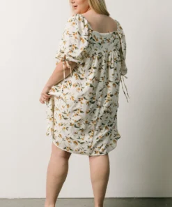 HAY Hallie Babydoll Mini Dress | Ivory + Gold Floral Dresses