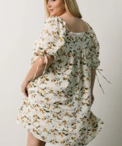 HAY Hallie Babydoll Mini Dress | Ivory + Gold Floral Dresses