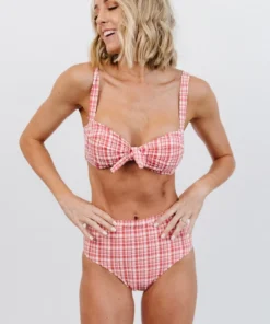 BJB Hamptons Plaid Bikini Bottom | Red Swim