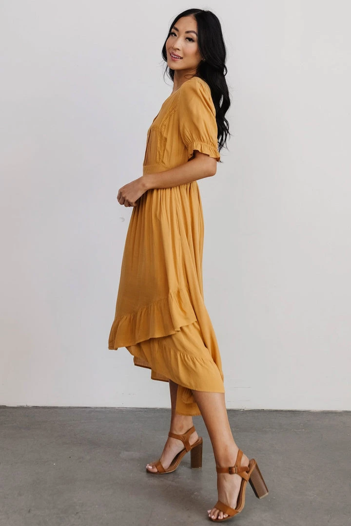 POL Dresses Hannah Midi Dress | Mustard 2 POL Dresses Hannah Midi Dress | Mustard