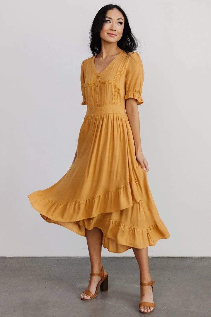 POL Dresses Hannah Midi Dress | Mustard 1 POL Dresses Hannah Midi Dress | Mustard