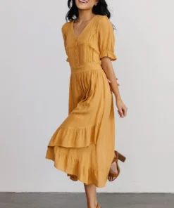 POL Dresses Hannah Midi Dress | Mustard 8 POL Dresses Hannah Midi Dress | Mustard