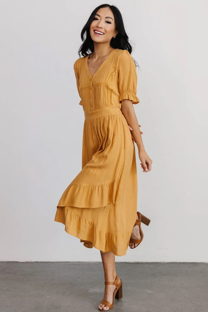 POL Dresses Hannah Midi Dress | Mustard 4 POL Dresses Hannah Midi Dress | Mustard