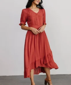 POL Dresses Hannah Midi Dress | Rust