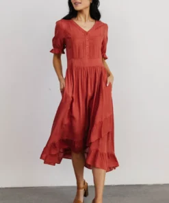 POL Dresses Hannah Midi Dress | Rust