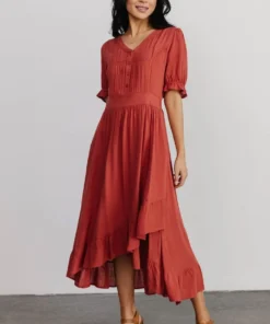 POL Dresses Hannah Midi Dress | Rust