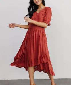POL Dresses Hannah Midi Dress | Rust