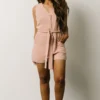 SU Boho Harley Tank Button Up Romper | Dusty Pink