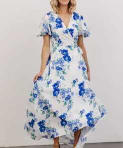 Soi Harper Wrap Maxi Dress | Blue Floral Dresses