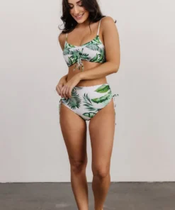 BJB Haven Bikini Bottom | Green Floral Swim