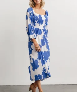 SL Heather Smocked Midi Dress | French Blue Floral Dresses
