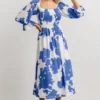 SL Heather Smocked Midi Dress | French Blue Floral Dresses