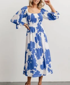 SL Heather Smocked Midi Dress | French Blue Floral Dresses