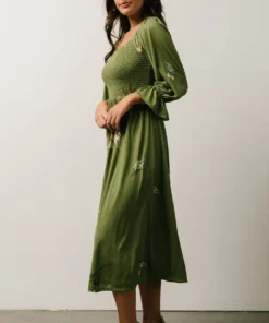 SL Heather Smocked Midi Dress | Olive + Peach Floral 10 SL Heather Smocked Midi Dress | Olive + Peach Floral