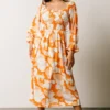 SL Heather Smocked Midi Dress | Orange Floral