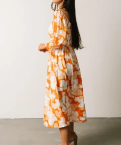 SL Heather Smocked Midi Dress | Orange Floral 9 SL Heather Smocked Midi Dress | Orange Floral