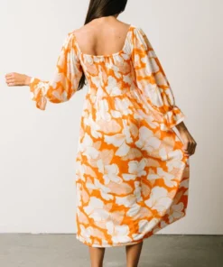 SL Heather Smocked Midi Dress | Orange Floral 11 SL Heather Smocked Midi Dress | Orange Floral