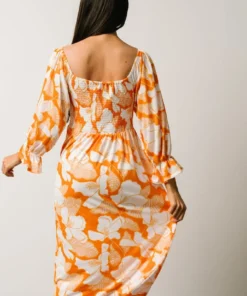 SL Heather Smocked Midi Dress | Orange Floral 12 SL Heather Smocked Midi Dress | Orange Floral