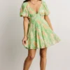 FT Henrietta Short Dress | Green Floral Dresses