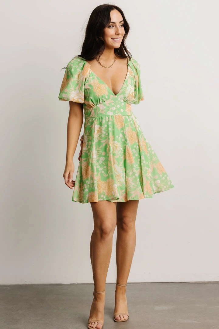 FT Henrietta Short Dress | Green Floral Dresses 2 FT Henrietta Short Dress | Green Floral Dresses