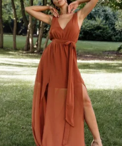 BB Custom Dresses Hera Maxi Dress | Rust