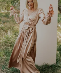 DD Holly Satin Maxi Dress | Champagne Dresses