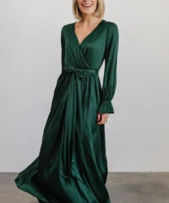 DD Holly Satin Maxi Dress | Dark Green Dresses