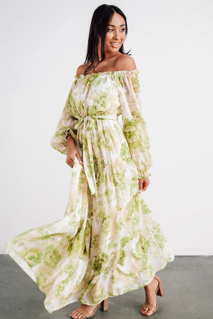 FT Hope Off Shoulder Maxi Dress | Green Floral 6 FT Hope Off Shoulder Maxi Dress | Green Floral