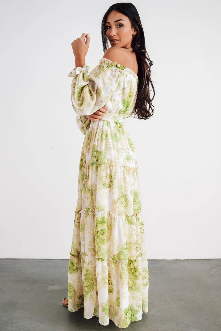 FT Hope Off Shoulder Maxi Dress | Green Floral 4 FT Hope Off Shoulder Maxi Dress | Green Floral