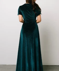 BB Custom Dresses Calvin Sparkle Velvet Wrap Dress | Jade